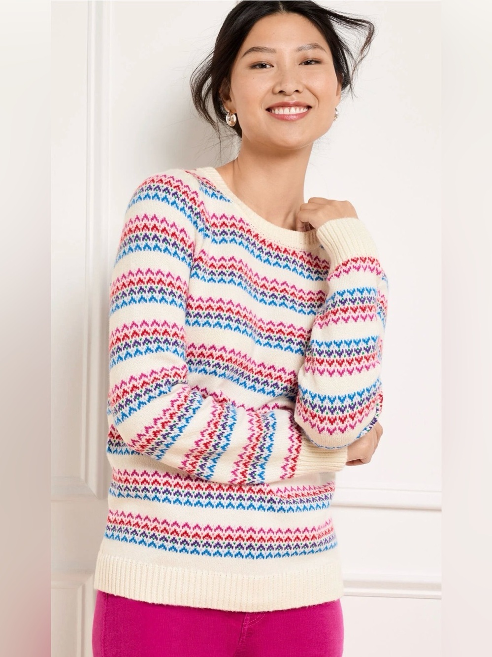 Talbots Crewneck Sweater Wave Jacquard Size 1XP